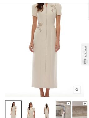 Elegant Cream Embellished Short-Sleeve Maxi Dress